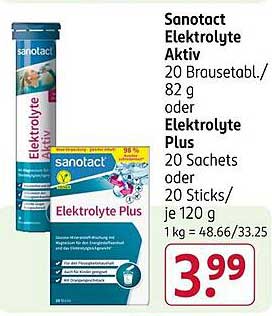 Sanotact Elektrolyte Aktiv - 20 Brausetabl./82 g oder Elektrolyte Plus - 20 Sachets oder 20 Sticks/je 120 g