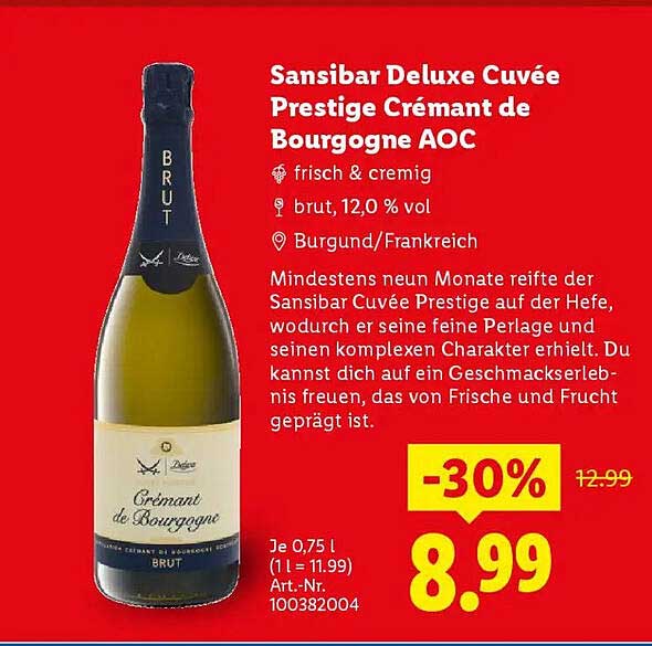 Sansibar Deluxe Cuvée Prestige Crémant de Bourgogne AOC - 30% Rabatt!