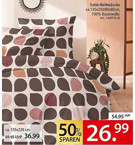 Satin-Bettwäsche in trendigem Design - 50% sparen!