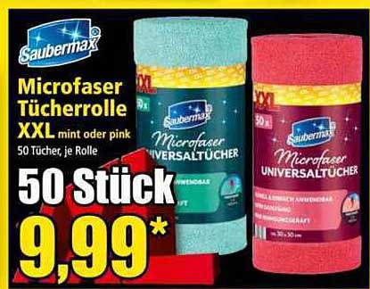 Saubermax Microfaser Tücherrolle XXL mint oder pink