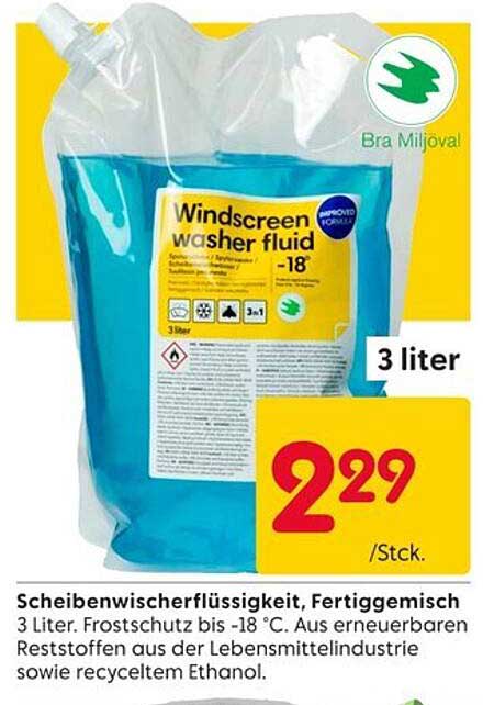 Scheibenwischerflüssigkeit, Fertigmischung 3 Liter - Frostschutz bis -18 °C