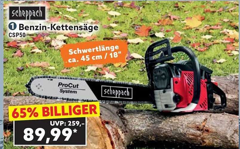 Scheppach Benzin-Kettensäge CSP50 – 65% günstiger!