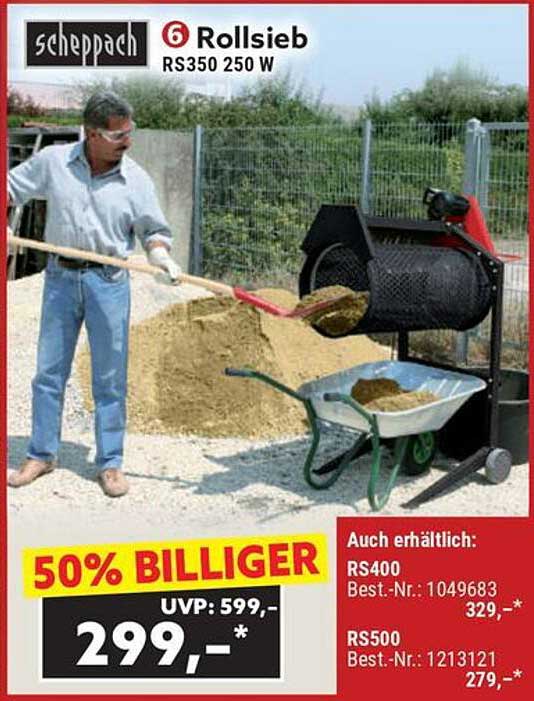 Scheppach Rollsieb RS350 250 W - 50% Rabatt!