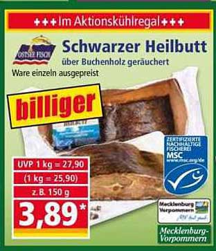 Schwarzer Heilbutt über Buchenholz geräuchert