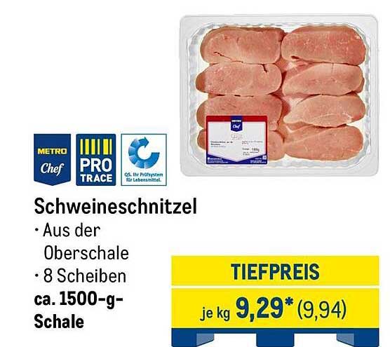 Schweineschnitzel aus der Oberschale – 8 Scheiben, ca. 1500-g-Schale