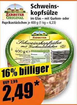 Schweinskopfsülze im Glas – mit Gurken- oder Paprikastückchen