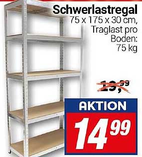 Schwerlastregal 75 x 175 x 30 cm, Traglast pro Boden: 75 kg