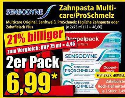 Sensodyne Zahnpasta Multicare/ProSchmelz 2er Pack