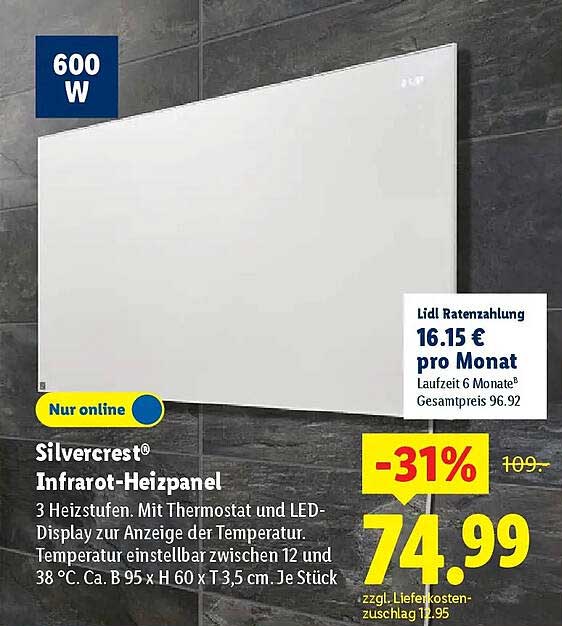 Silvercrest® Infrarot-Heizpanel
