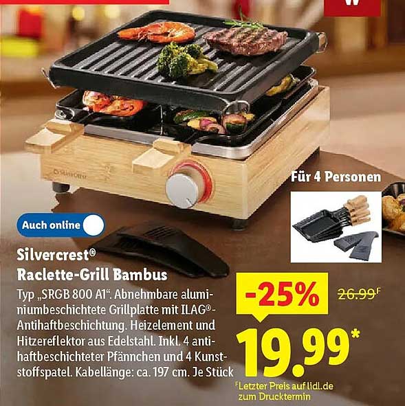 Silvercrest® Raclette-Grill Bambus