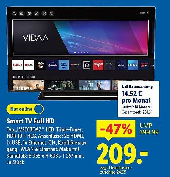 Smart TV Full HD Modell LV3E63DAZ - LED, Triple-Tuner, HDR 10 + HLG