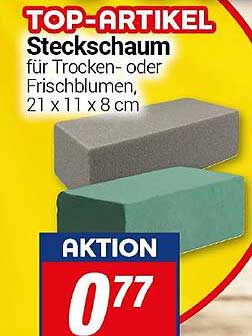 Steckschaum für Trocken- oder Frischblumen, 21 x 11 x 8 cm