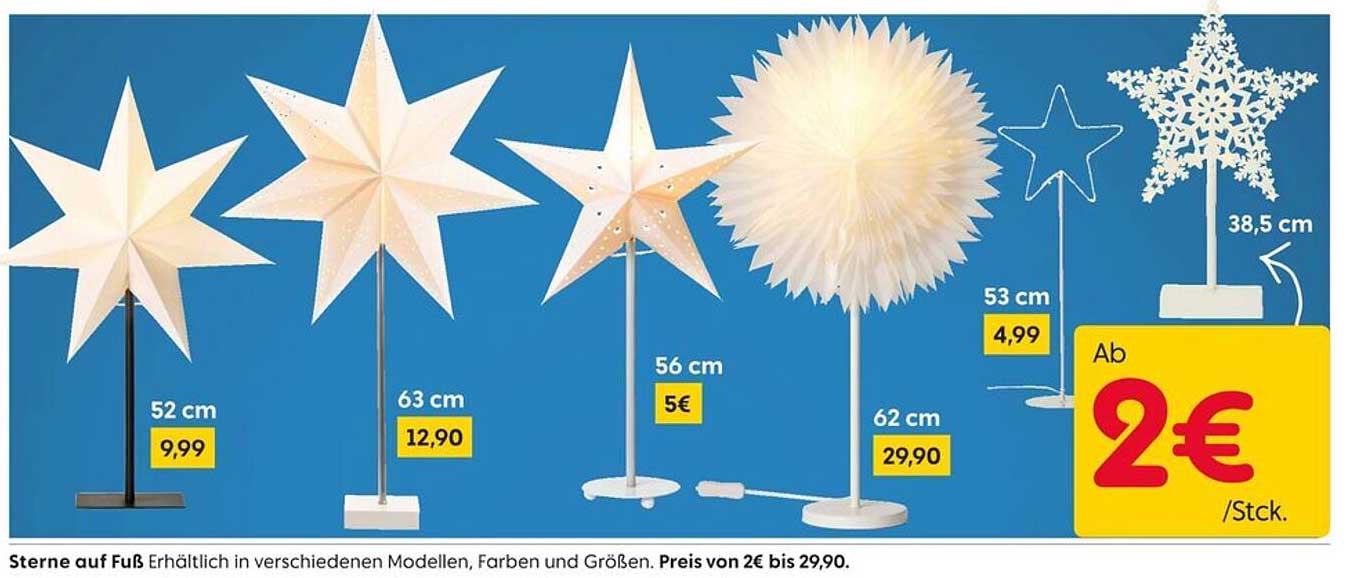 Sterne auf Fuß in verschiedenen Modellen – ab 2€
