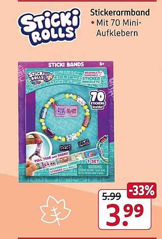 Sticki Rolls Stickerarmband mit 70 Mini-Aufklebern