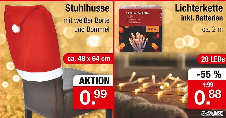 Stuhlhusse mit weißer Borte und Bommel