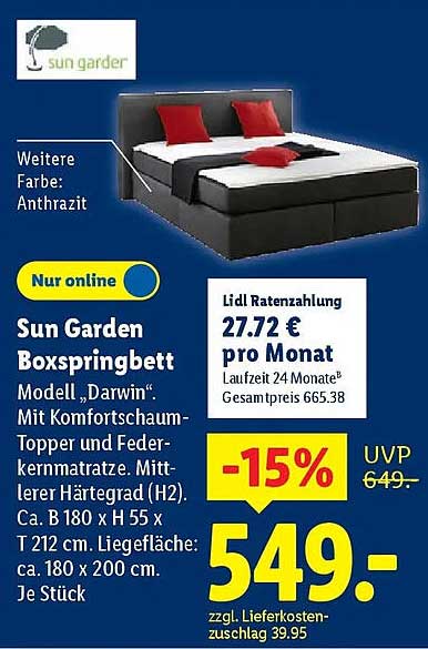 Sun Garden Boxspringbett Modell 'Darwin'
