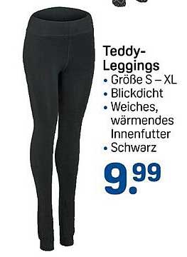 Teddy-Leggings in Schwarz, Größe S – XL
