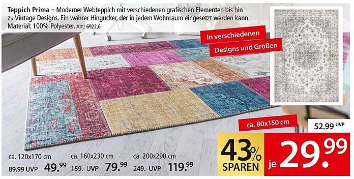 Teppich Prima – Moderner Webteppich mit verschiedenen grafischen Elementen