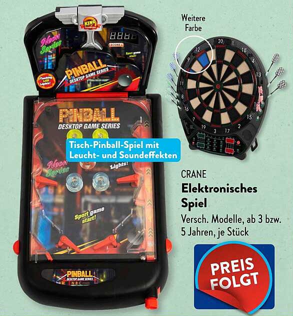 Tisch-Pinball-Spiel mit Leucht- und Soundeffekten