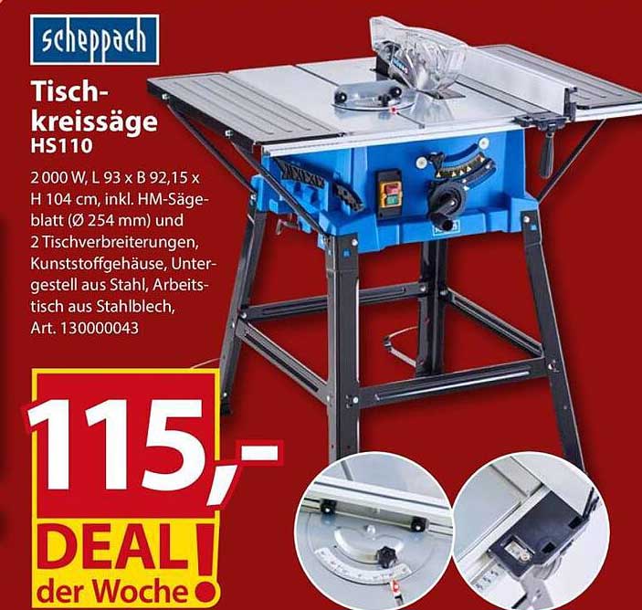 Tischkreissäge HS110 von Scheppach