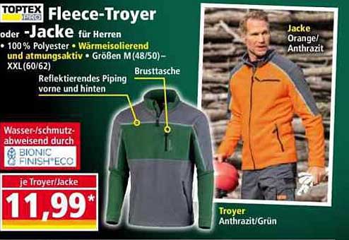 TOPTEX Herren Fleece-Troyer oder -Jacke