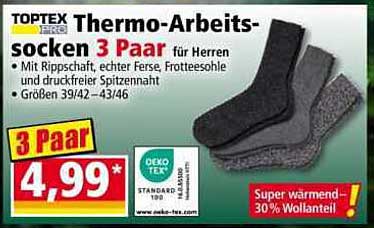 TOPTEX Thermo-Arbeits-Socken 3 Paar für Herren