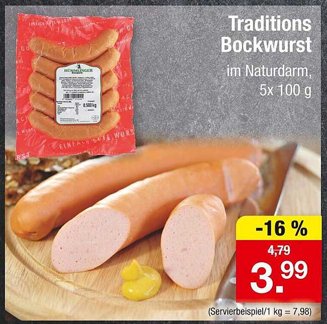 Traditions Bockwurst im Naturdarm, 5x100g