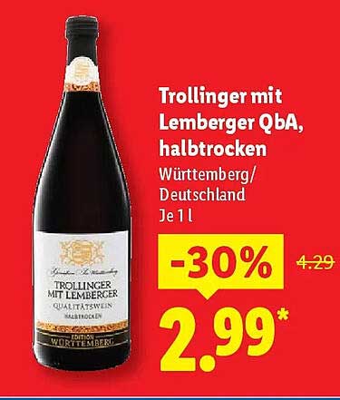 Trollinger mit Lemberger QbA, halbtrocken