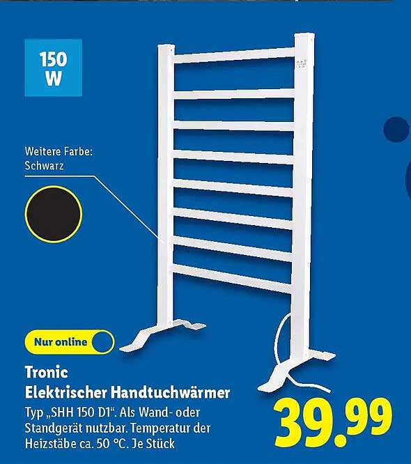 Tronic Elektrischer Handtuchwärmer Typ „SHH 150 D1“