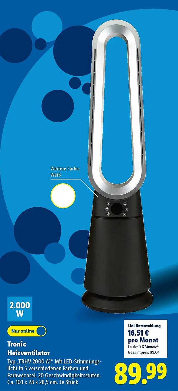 Tronic Heizventilator Typ TRHV 2000 A1
