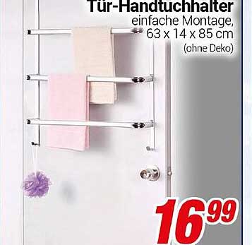 Tür-Handtuchhalter, einfache Montage, 63 x 14 x 85 cm (ohne Deko)