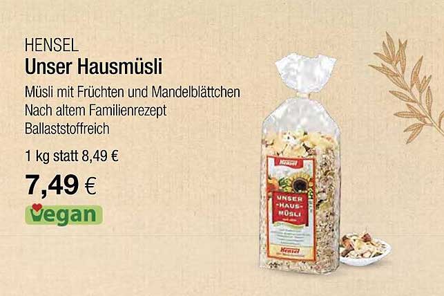 Unser Hausmüsli von Hensel - Müsli mit Früchten und Mandelblättchen