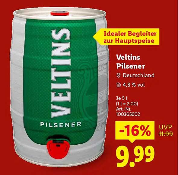 Veltins Pilsener 5L - Idealer Begleiter zur Hauptspeise