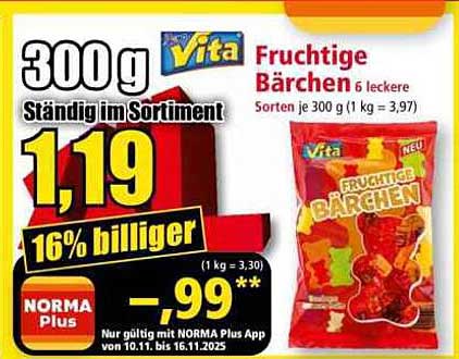 Vita Fruchtige Bärchen 300 g - Leckere Nascherei für Groß und Klein