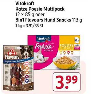 Vitakraft Katze Poesie Multipack 12 x 85 g oder 8in1 Flavours Hund Snacks 113 g