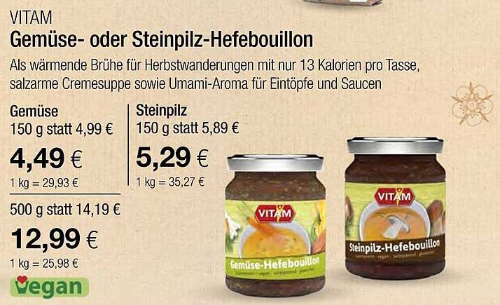 VITAM Gemüse- oder Steinpilz-Hefebouillon