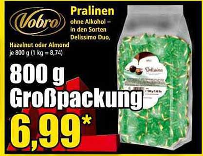Vobro Pralinen ohne Alkohol – 800 g Großpackung