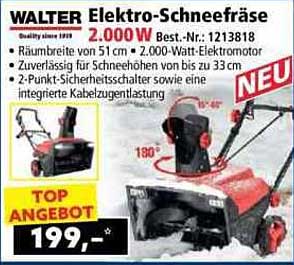 WALTER Elektro-Schneefräse 2.000 W – Top Angebot!