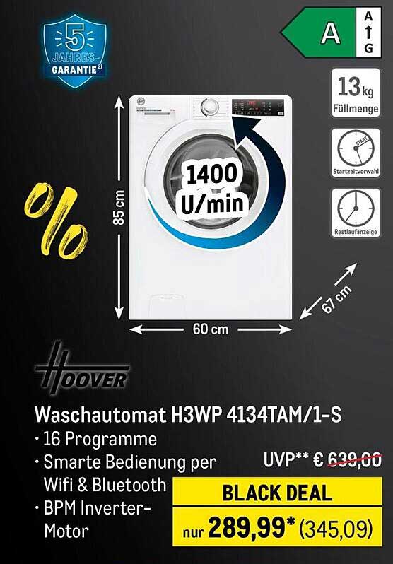 Waschautomat H3WP 4134TAM/1-S von Hoover