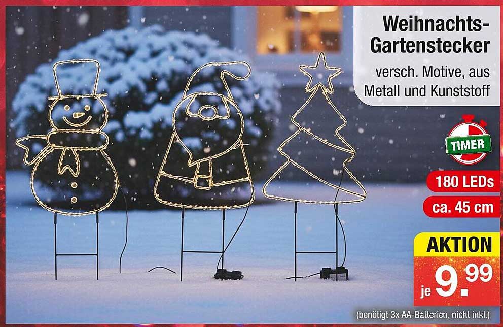 Weihnachts-Gartenstecker - verschiedene Motive, aus Metall und Kunststoff