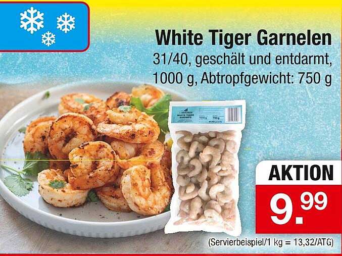 White Tiger Garnelen 31/40, geschält und entdarmt, 1000 g, Abtropfgewicht: 750 g