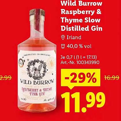Wild Burrow Raspberry & Thyme Slow Distilled Gin
