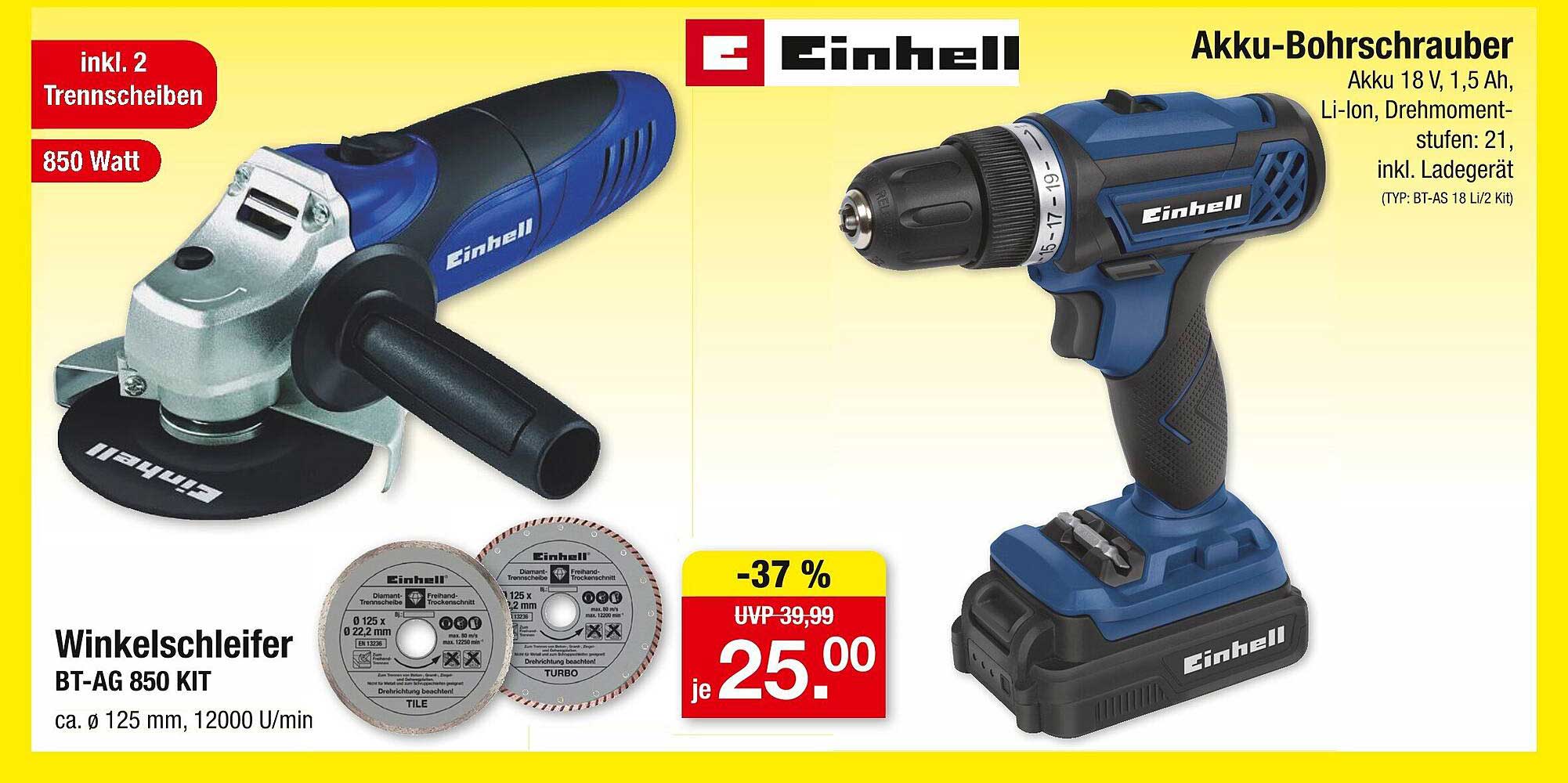 Winkelschleifer BT-AG 850 KIT von Einhell