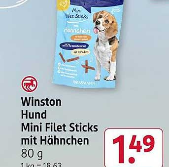 Winston Hund Mini Filet Sticks mit Hähnchen 80 g