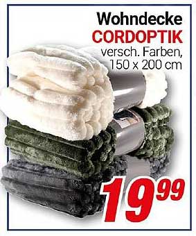 Wohndecke CORDOPTIK - Verschiedene Farben, 150 x 200 cm