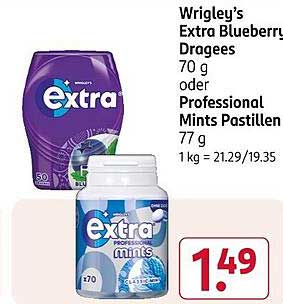 Wrigley's Extra Blueberry Dragees 70 g oder Professional Mints Pastillen 77 g