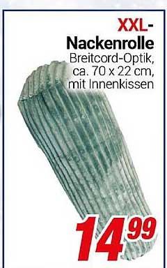 XXL-Nackenrolle Breitcord-Optik, ca. 70 x 22 cm, mit Innenkissen