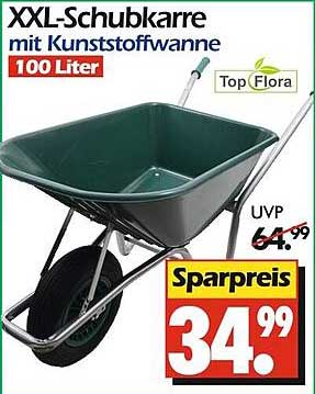 XXL-Schubkarre mit Kunststoffwanne 100 Liter