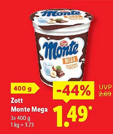 Zott Monte Mega 400 g - Schokoladiger Genuss in Perfektion