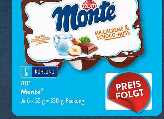 Zott Monte Milchcreme & Schoko-Nuss, 330 g Packung